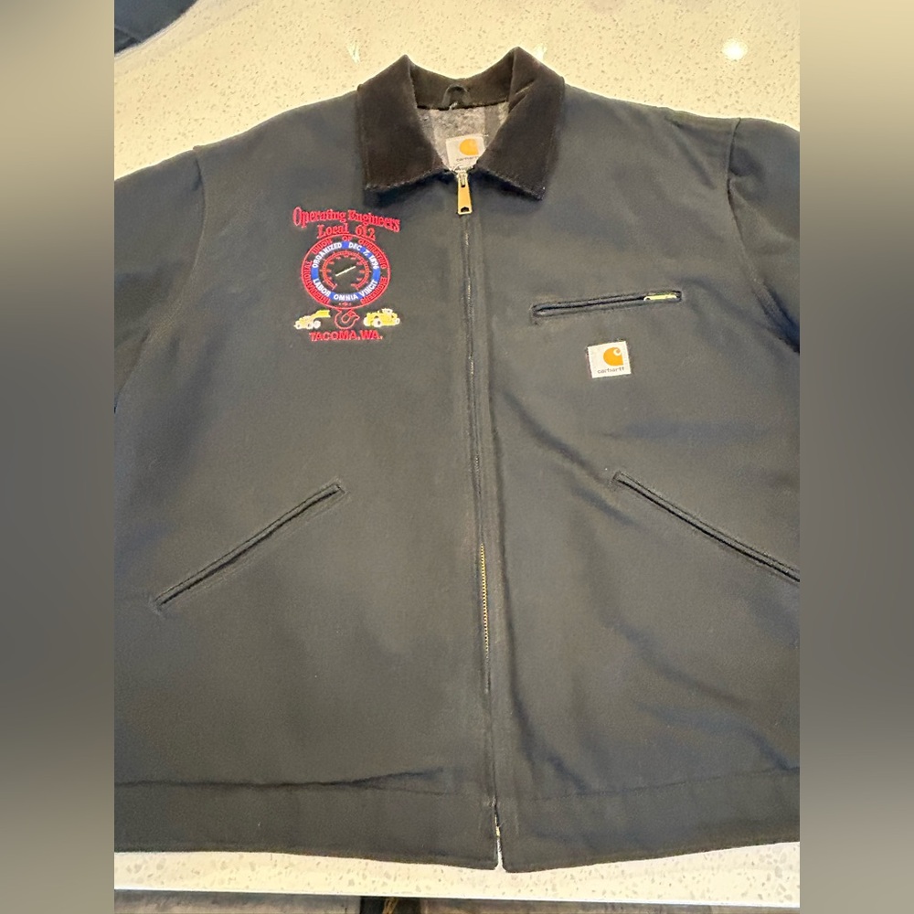 MENS CARHARTT BLANKET LINED J001 BLACK DETROIT JACKET COAT SZ XL REG RN #14806 - Picture 2 of 15